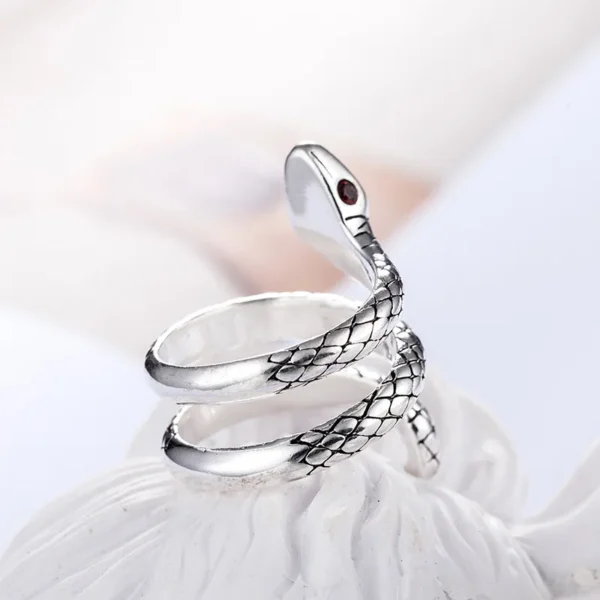 snake ring with red eyes luxury - Image 3