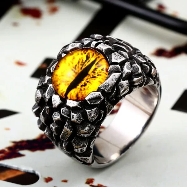 skull Ring Red Eyes Yellow Claw Fashion Men's - Image 2