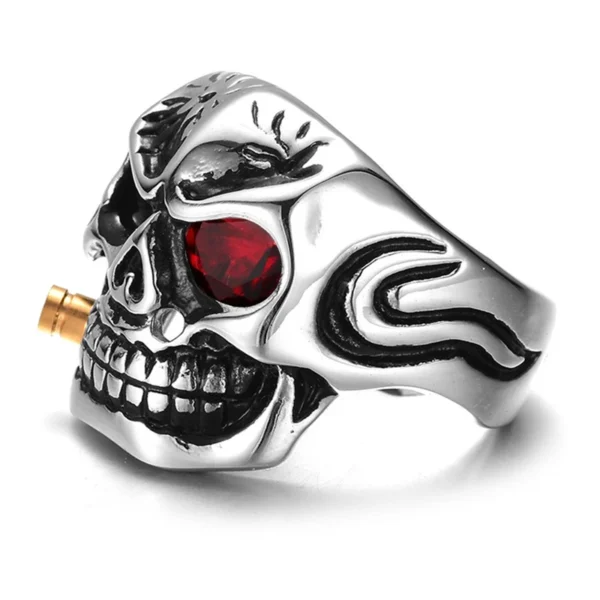 biker ring Red Zircon Eye Fashion Gold Smoking - Image 6