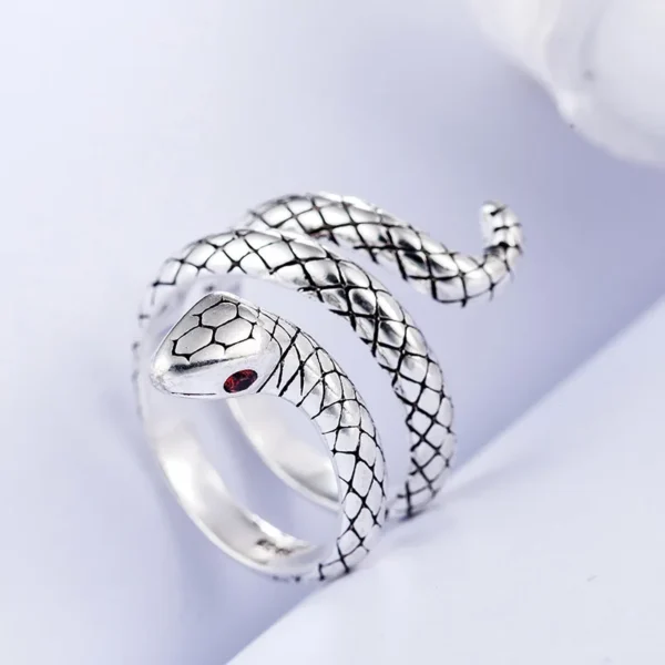 snake ring with red eyes luxury - Image 2