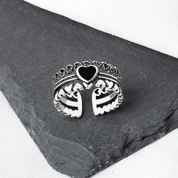 love ring Heart black Romantic decorative - Image 4