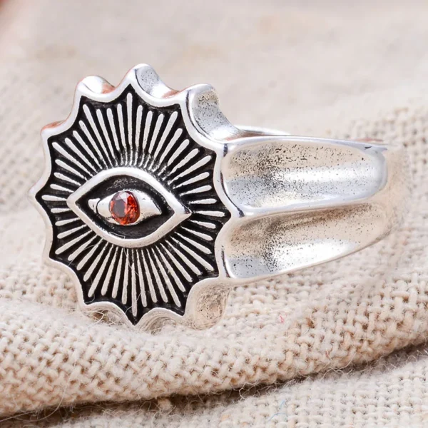 Eye of Providence ring with red Crystal in middle - Image 2