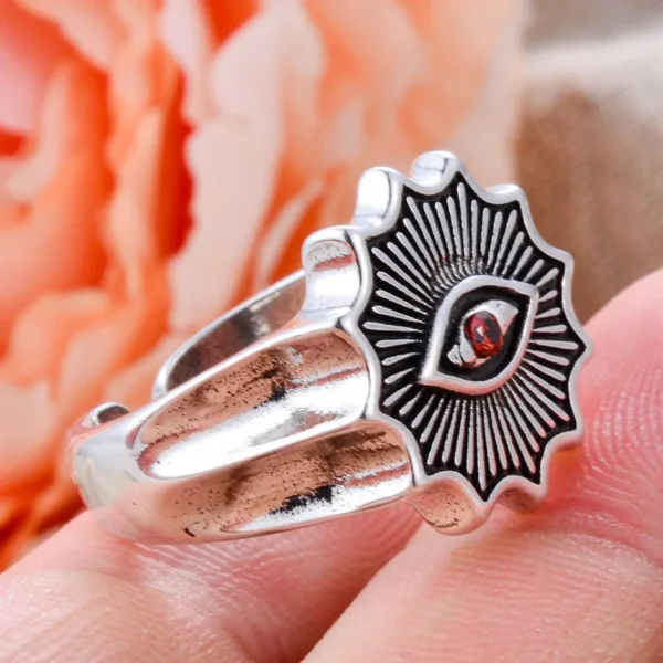 Eye of Providence ring with red Crystal in middle - Image 3