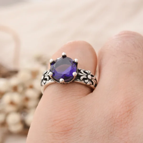 sterling silver amethyst ring Square Elegant - Image 4