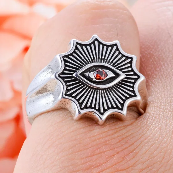 Eye of Providence ring with red Crystal in middle - Image 4