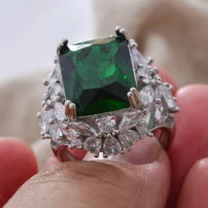 green crystal ring