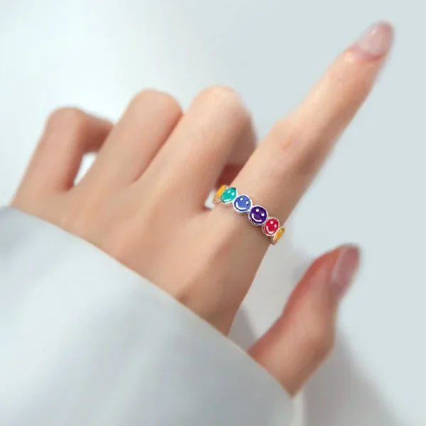 smile ring multi face colors new fashion - Image 4