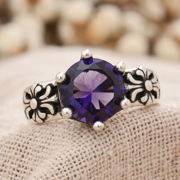 sterling silver amethyst ring Square Elegant - Image 2