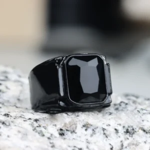 Black silver ring ruby new men's fashion hand 