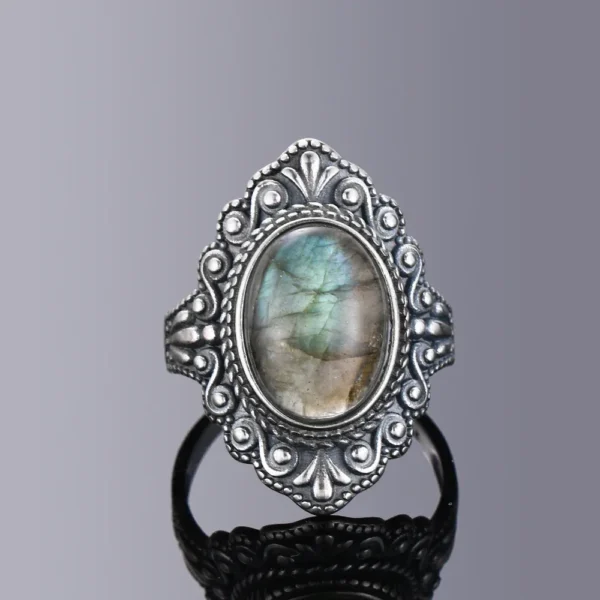 Boho ring Natural Labradorite for Women - Image 2