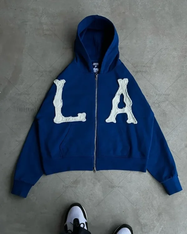 los angeles hoodie khaki New design - Image 2